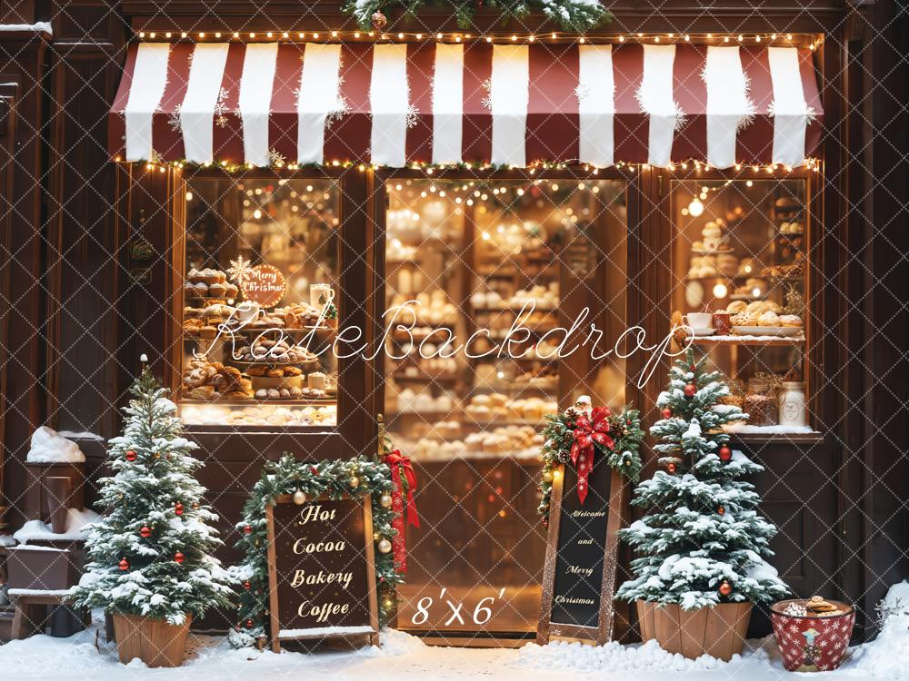 Kate Weihnachten Bäckerei Schaufenster Schnee Hintergrund Entworfen von Emetselch