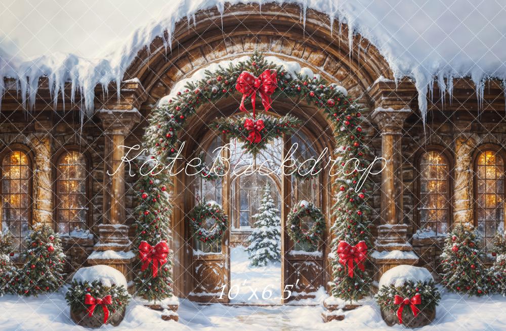 Kate Weihnachten Torbogen Girlande Schnee Hintergrund Entworfen von GQ - Kate Backdrop.de