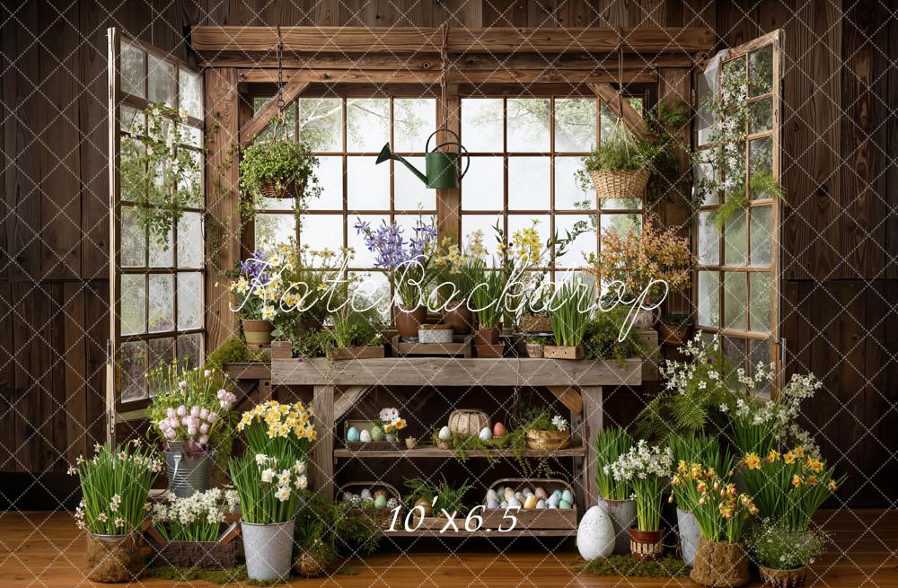 Kate Ostern Fenster Blumen Rustic Fleece Hintergrund Entworfen von Emetselch