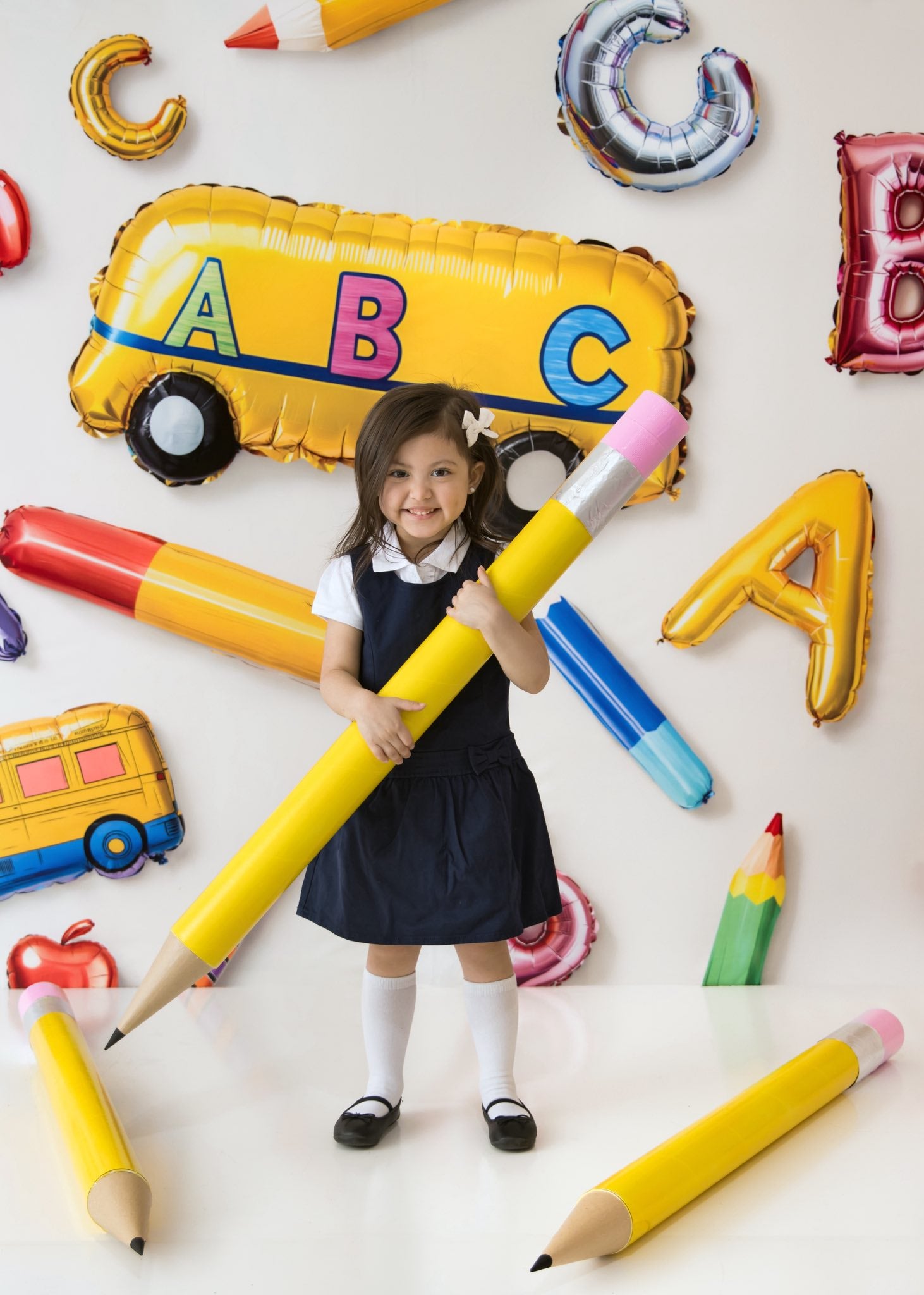⚡Blitzangebote-Kate Zurück zu Schule Ballons Alphabet Bus Hintergrund - Kate Backdrop.de