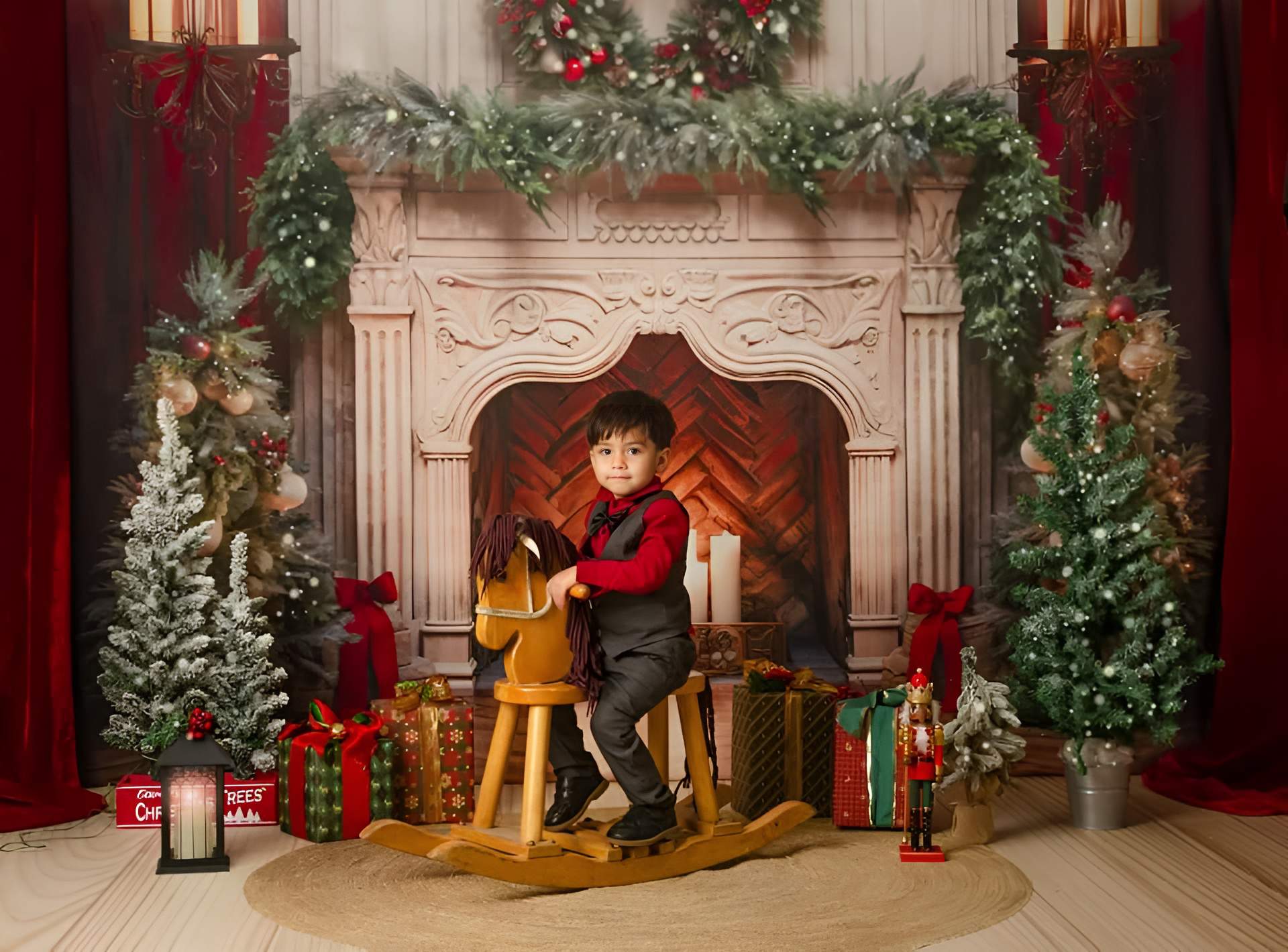 Kate Weihnachten Kamin Rot Hintergrund von Emetselch - Kate Backdrop.de