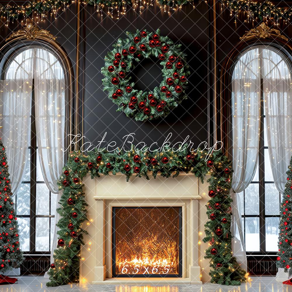 Kate Weihnachten Kamin Tannenbaum Elegant Hintergrund Entworfen von Mini MakeBelieve - Kate Backdrop.de