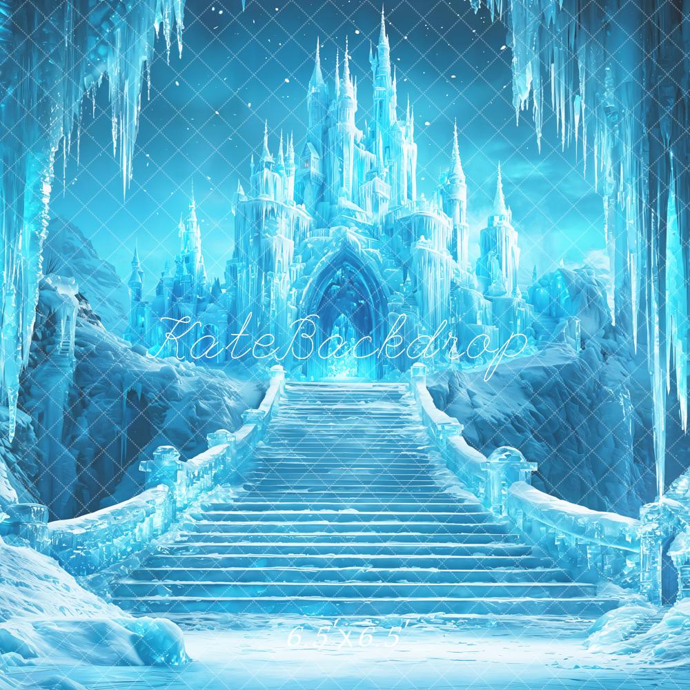 Kate Winter Eispalast Treppe Blau Hintergrund Entworfen von Kate Image
