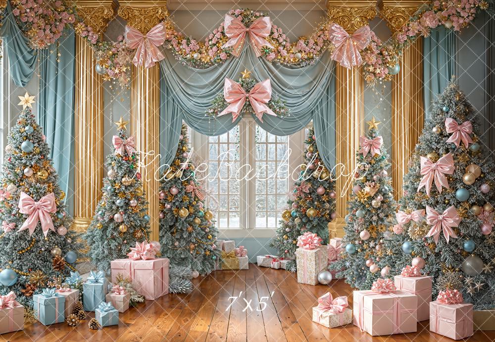 Kate Weihnachten Tannenbäume Geschenke Pastell Hintergrund Entworfen von Emetselch - Kate Backdrop.de