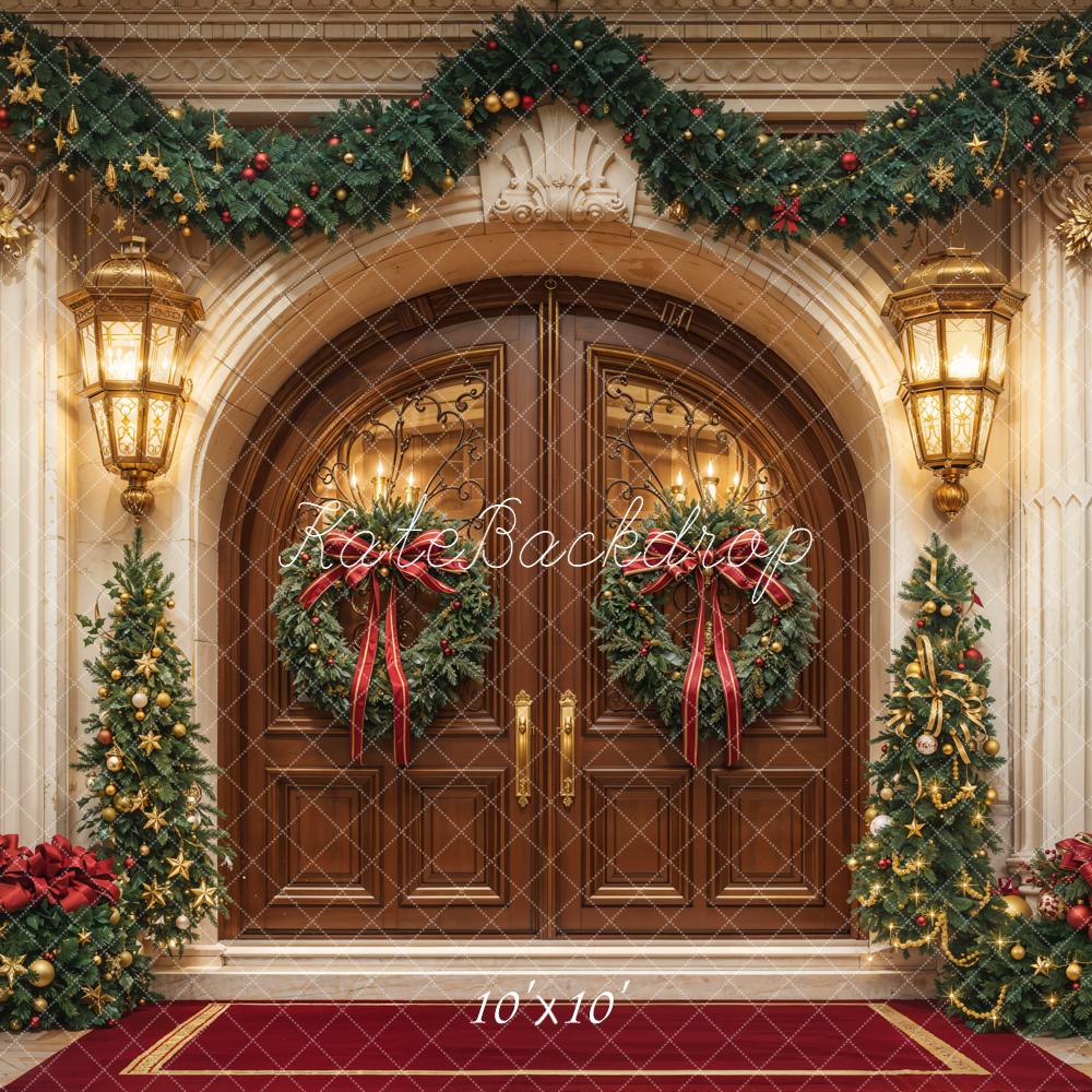 Kate Weihnachten Eingang Girlande Bäume Hintergrund Entworfen von Emetselch