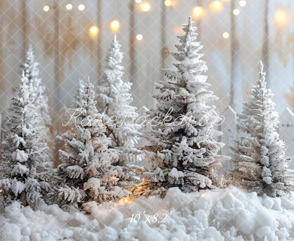 Kate Weihnachten Schnee Tannen Lichter Hintergrund Entworfen von Emetselch