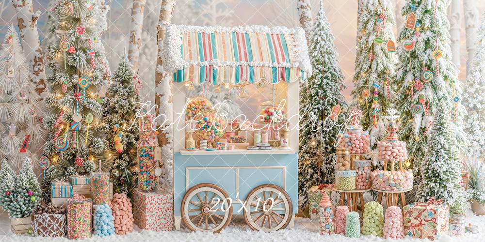 Kate Weihnachten Bonbonwald Zuckerstangen Pastell Hintergrund Entworfen von Emetselch - Kate Backdrop.de