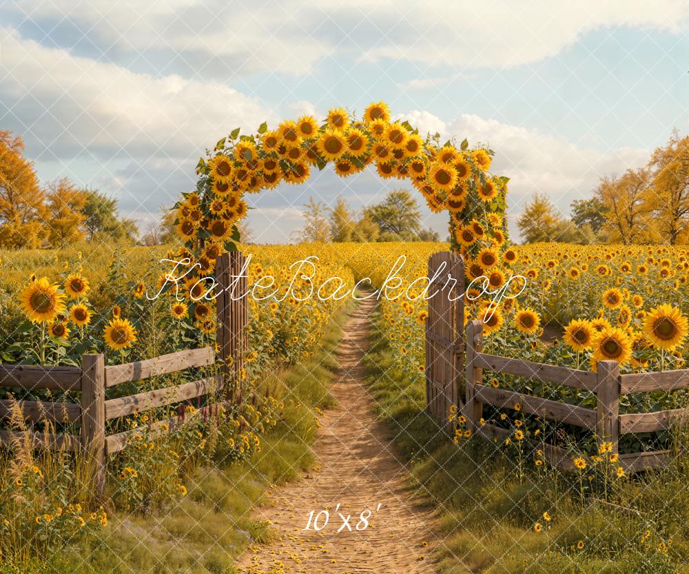 Kate Sommer Sonnenblumen Feld Bogen Fleece Hintergrund Entworfen von Emetselch