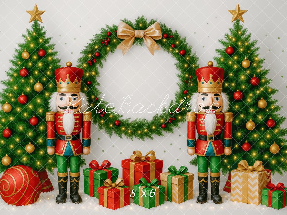 Kate Weihnachten Nussknacker Geschenke Tannenbäume Hintergrund Entworfen von Patty Roberts - Kate Backdrop.de