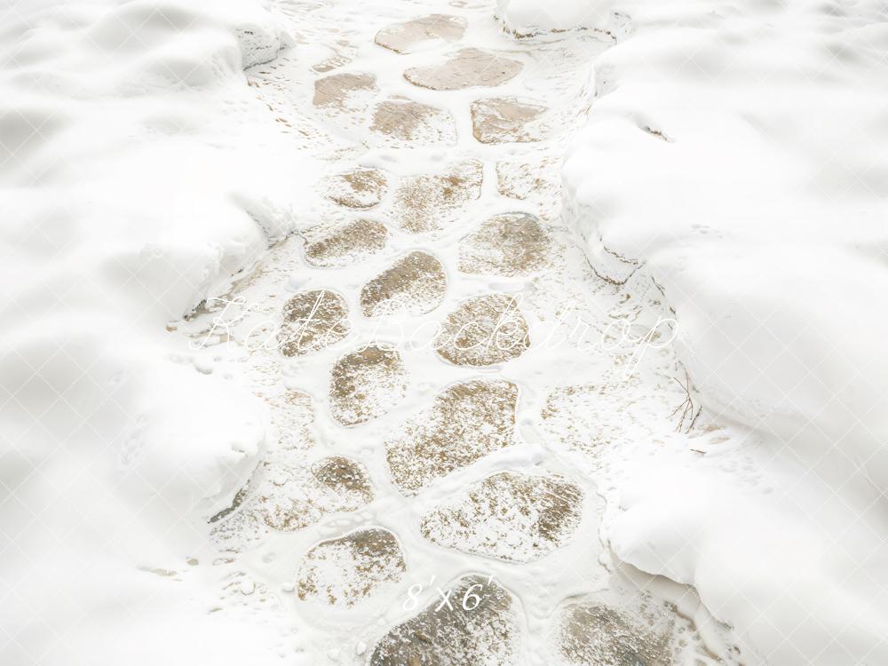 Kate Winter Steinweg Schnee Weiß Fleece Hintergrund Entworfen von Kate Image - Kate Backdrop.de