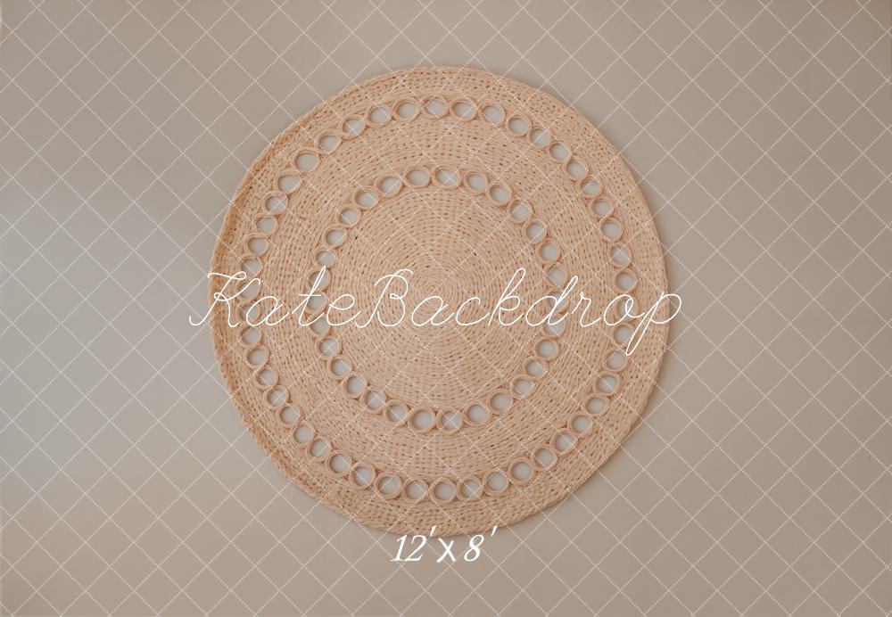 Kate Boho Geflochten Kreis Beige Fleece Hintergrund Entworfen von Kate Image - Kate Backdrop.de