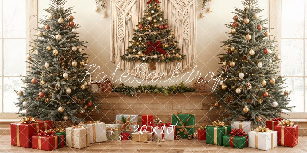 Kate Weihnachten Weihnachtsbaum Geschenke Naturholz Hintergrund Entworfen von Emetselch - Kate Backdrop.de