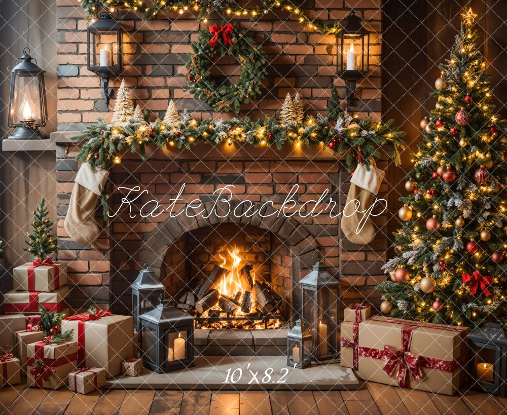 Kate Weihnachten Kamin Geschenke Baum Fleece Hintergrund Entworfen von Emetselch - Kate Backdrop.de