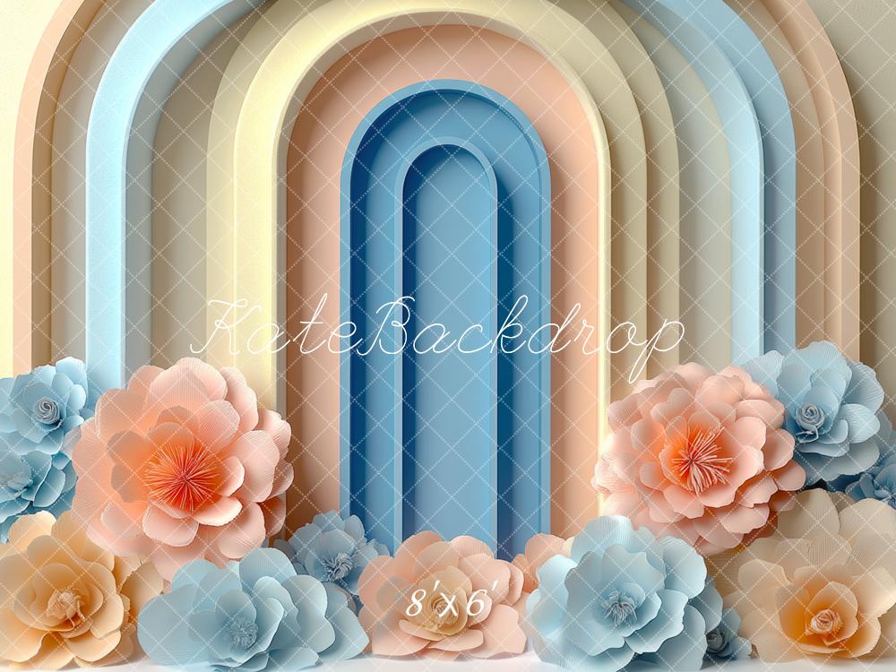 Kate Bogen Blumen Pastellfarben Hintergrund Entworfen von Mini MakeBelieve