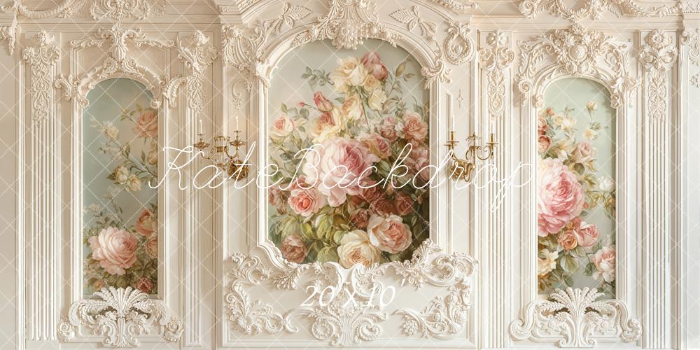 Kate Barock Blumen Wand Creme Hintergrund Entworfen von Emetselch