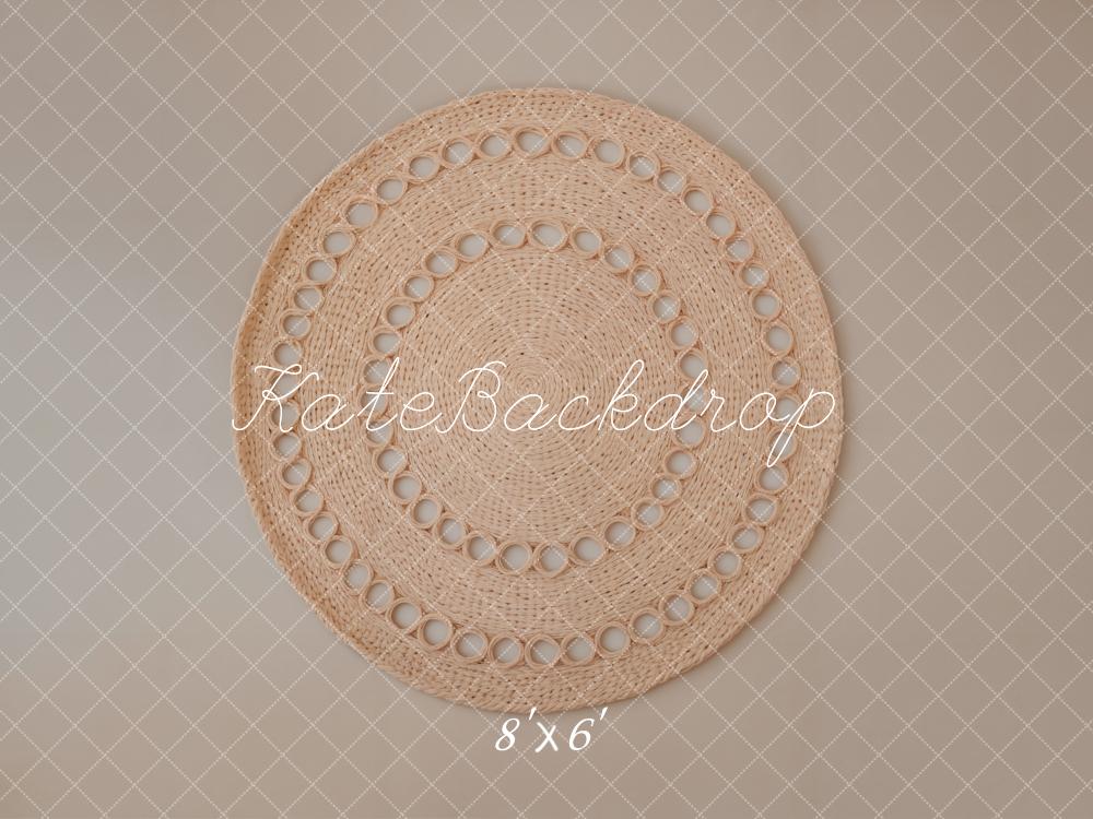 Kate Boho Rattan Teppich Beige Hintergrund Entworfen von Kate Image - Kate Backdrop.de