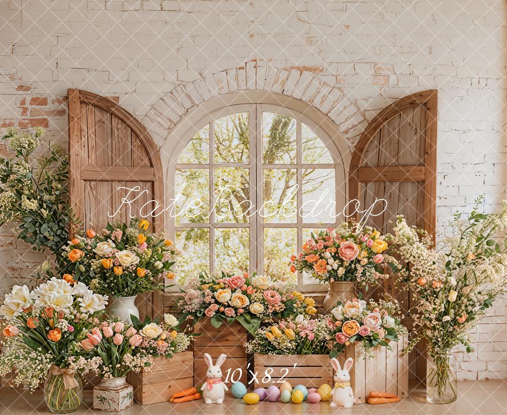Kate Ostern Fenster Blumen Pastell Hintergrund Entworfen von Emetselch