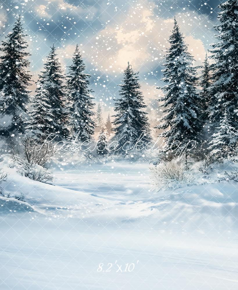 Kate Winter Tannen Schnee Landschaft Hintergrund Entworfen von Emetselch