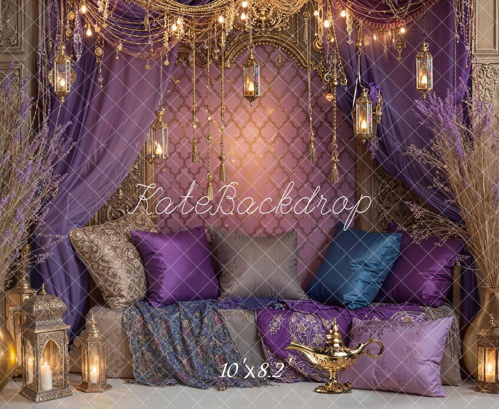 Kate Orientalisches Sofa Lila Gold Hintergrund Entworfen von Emetselch - Kate Backdrop.de
