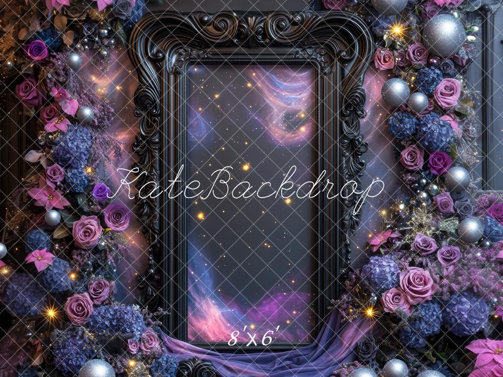 Kate Blumen Rahmen Lila Glitzer Hintergrund Entworfen von Mini MakeBelieve - Kate Backdrop.de
