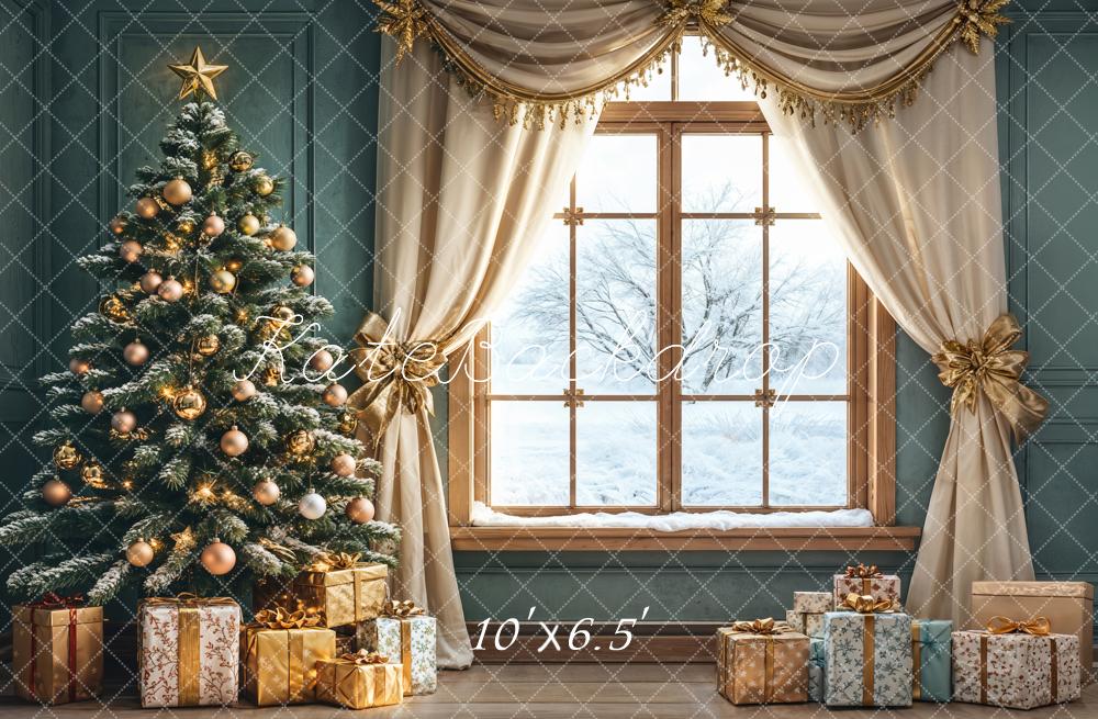 Kate Weihnachten Baum Geschenke Winterfenster Hintergrund Entworfen von Emetselch