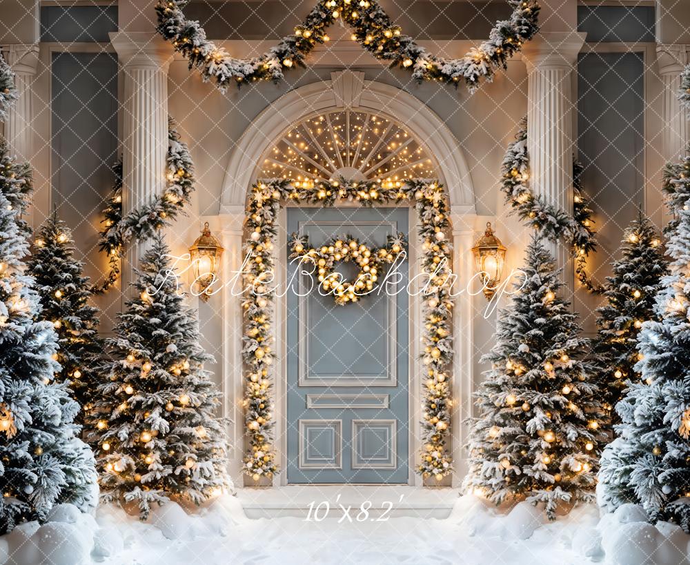 Kate Weihnachten Tür Girlanden Schneebäume Hintergrund Entworfen von Emetselch
