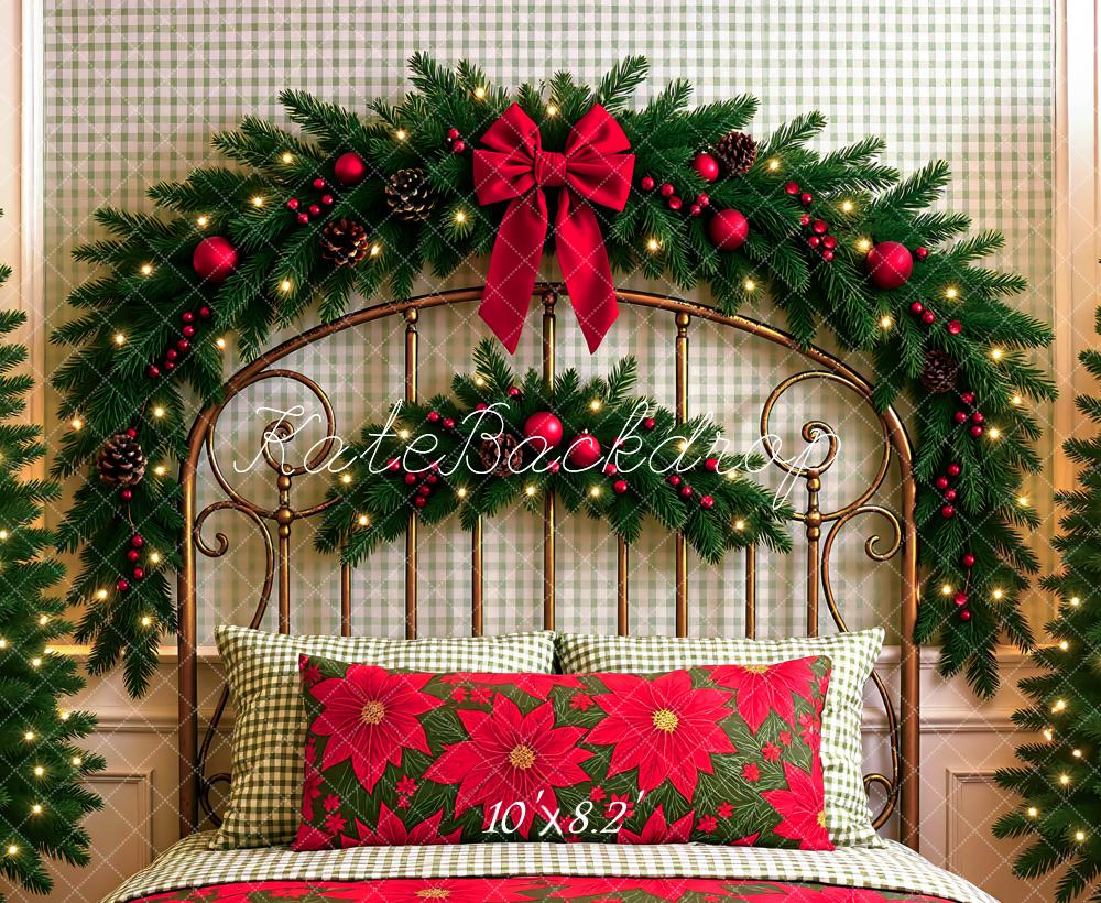 Kate Weihnachten Tannenzweig Bogen Rotgrün Hintergrund Entworfen von Mini MakeBelieve - Kate Backdrop.de