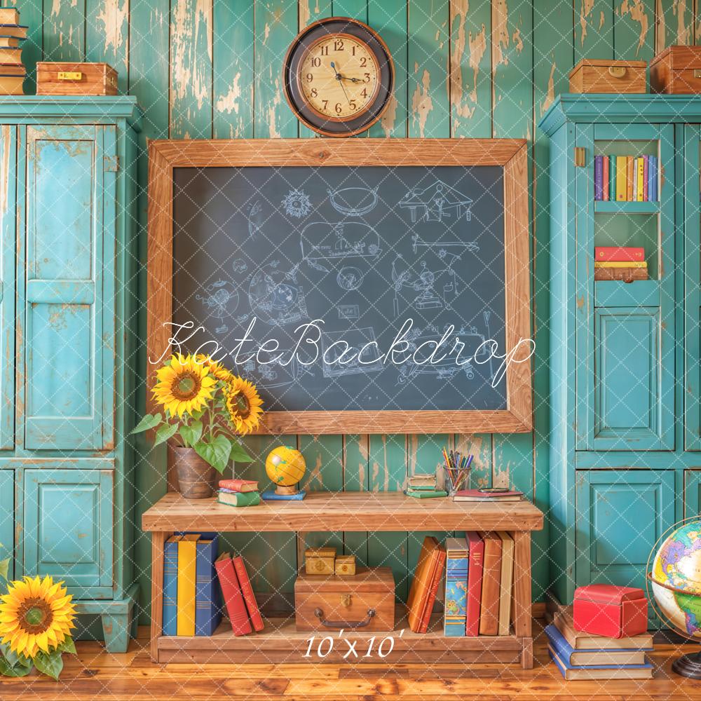 Kate Zurück Zur Schule Tafel Bücher Vintage Hintergrund Entworfen von Emetselch - Kate Backdrop.de