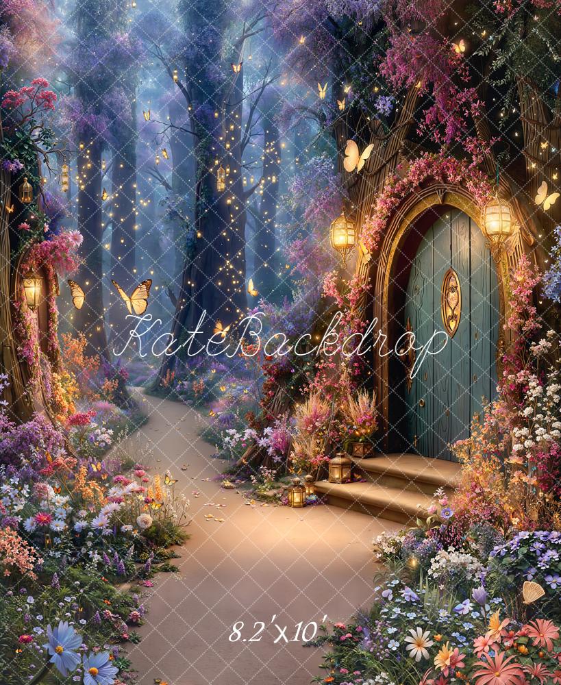 Kate Märchenwald Blumen Schmetterlinge Magisch Hintergrund Entworfen von Emetselch