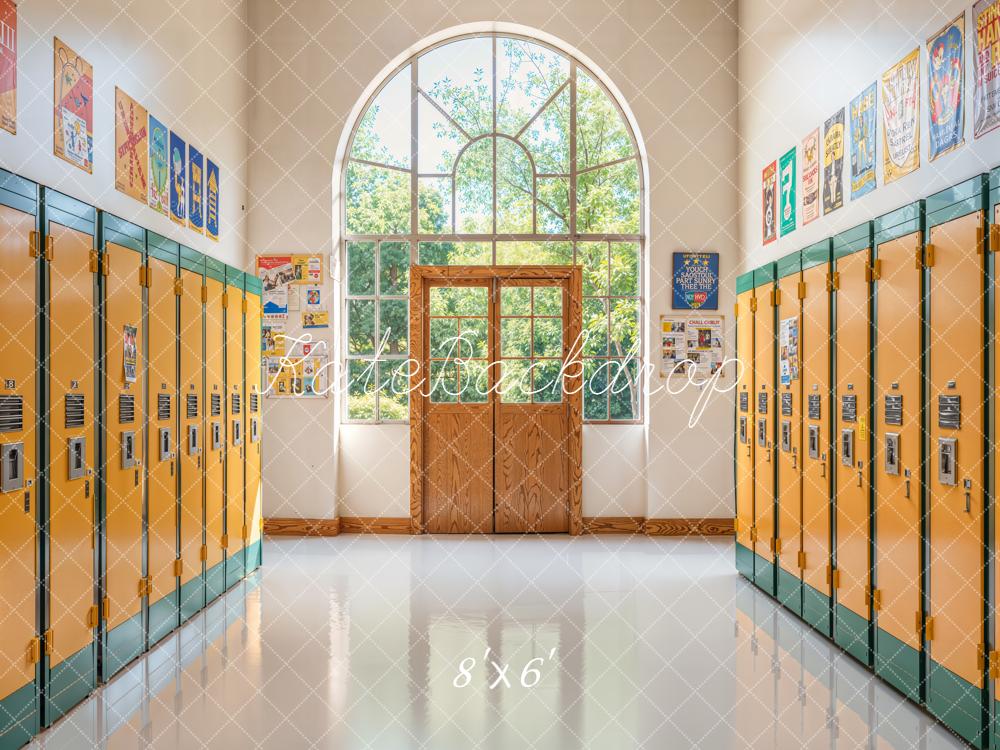 Kate Back To School Schließfächer Fenster Helles Licht Hintergrund Entworfen von Emetselch - Kate Backdrop.de