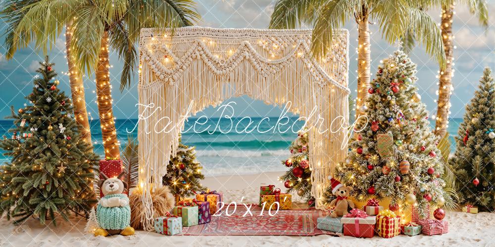 Kate Weihnachten Strand Palmen Boho Hintergrund Entworfen von Emetselch - Kate Backdrop.de