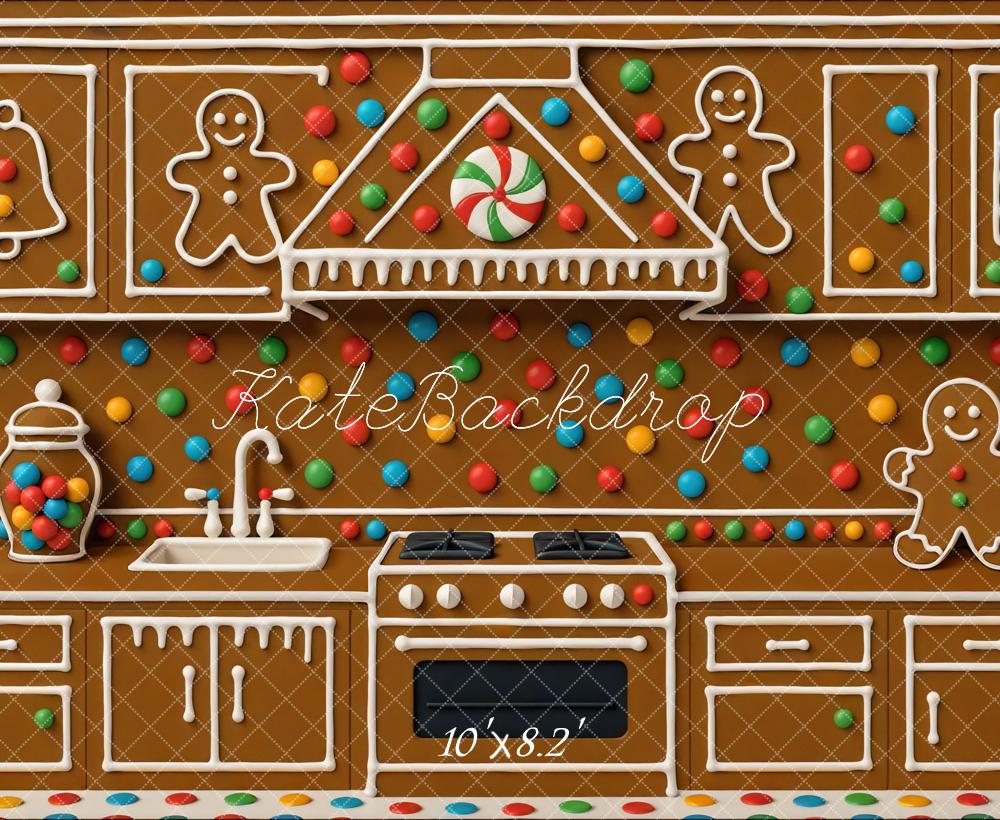 Kate Weihnachten Lebkuchen Küche Bunt Hintergrund Entworfen von Mini MakeBelieve - Kate Backdrop.de