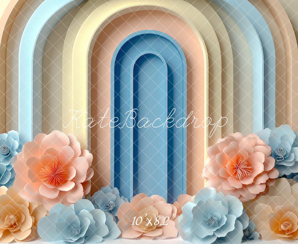 Kate Bogen Blumen Pastellfarben Hintergrund Entworfen von Mini MakeBelieve