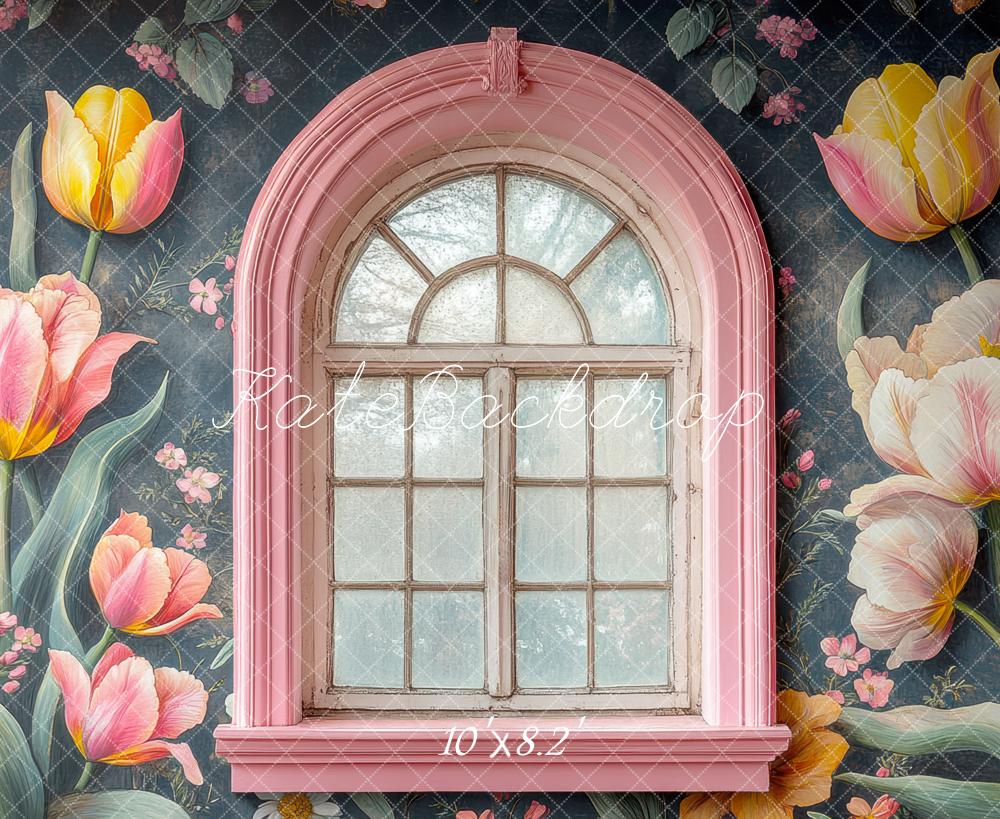 Kate Blumen Fensterbogen Vintage Hintergrund Entworfen von Mini MakeBelieve - Kate Backdrop.de