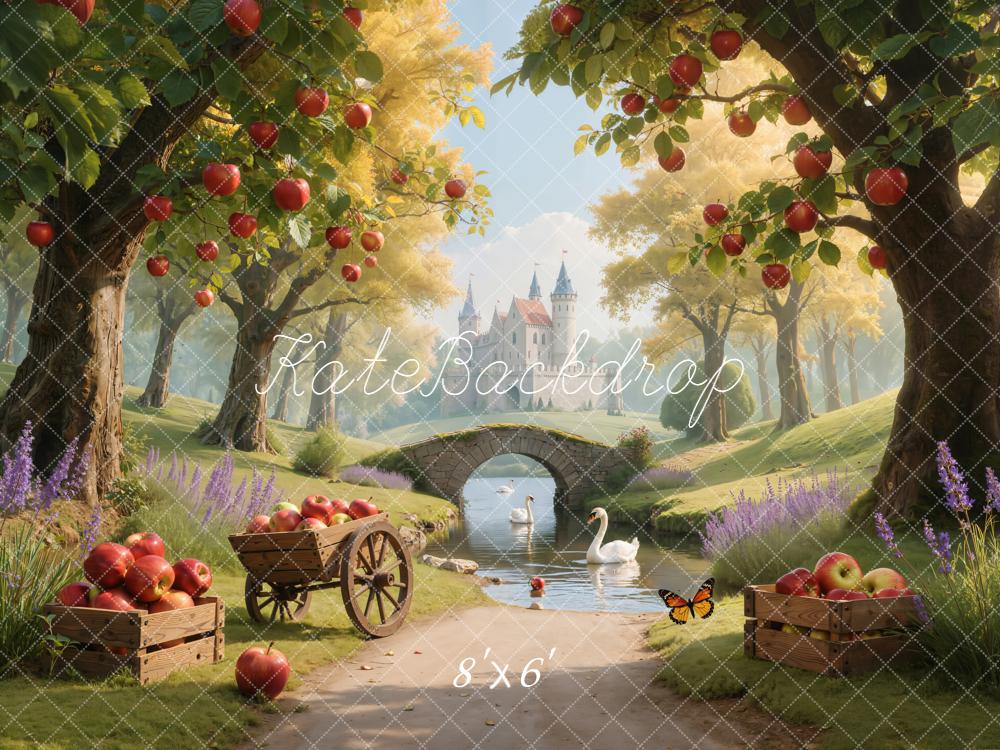 Kate Märchen Schloss Apfelbäume Sommer Hintergrund Entworfen von Emetselch - Kate Backdrop.de