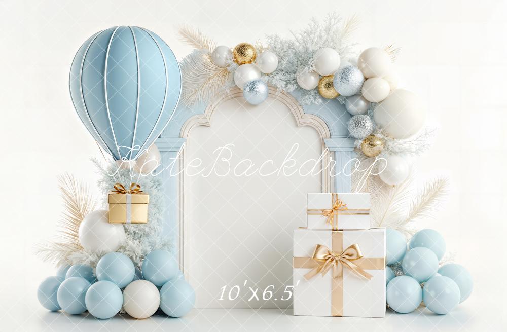 Kate Geburtstag Ballon Geschenkbox Blau Gold Hintergrund Entworfen von Chain