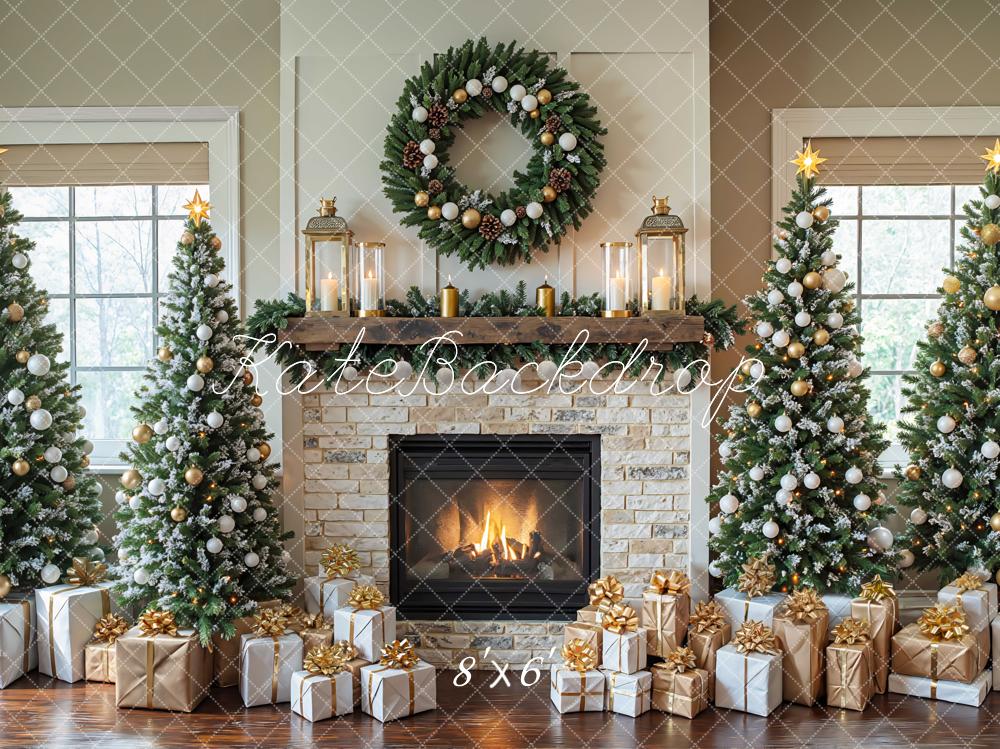 Kate Weihnachten Kamin Weihnachtsbaum Geschenke Hintergrund Entworfen von Mini MakeBelieve