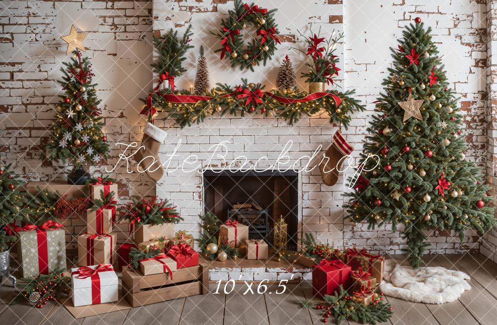 Kate Weihnachten Kamin Geschenke Tannenbäume Hintergrund Entworfen von Emetselch