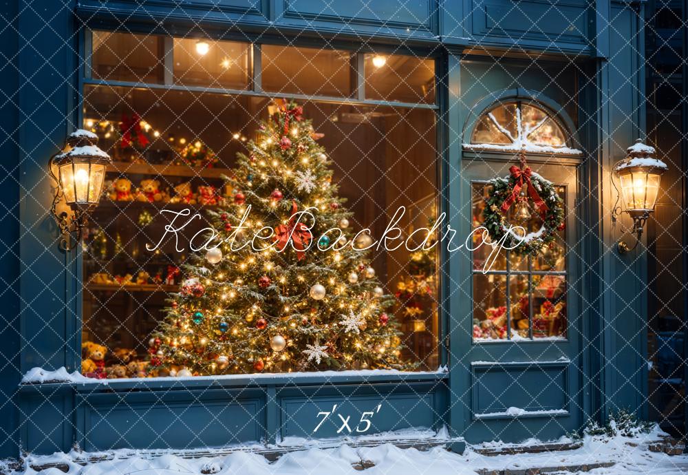 Kate Weihnachten Weihnachtsbaum Schaufenster Blau Hintergrund Entworfen von Chain - Kate Backdrop.de