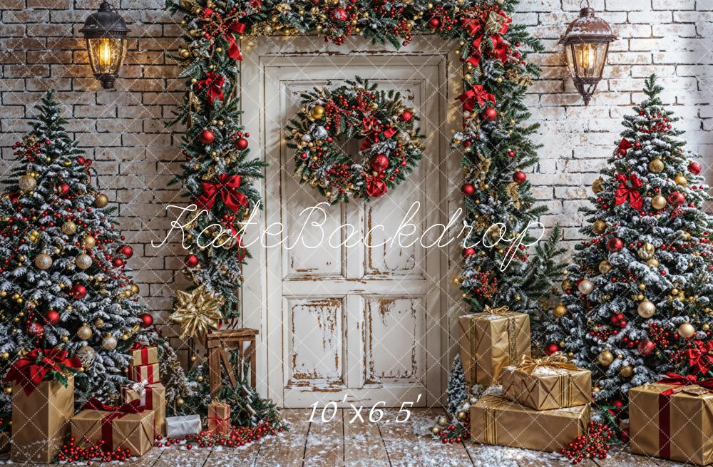 Kate Weihnachten Tür Weihnachtsbäume Vintage Hintergrund Entworfen von Emetselch - Kate Backdrop.de