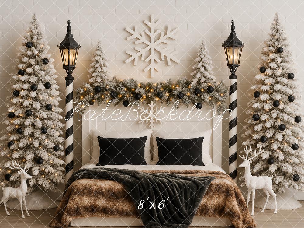 Kate Weihnachten Schlafzimmer Schneeflocke Weiß Hintergrund Entworfen von Ashley Paul - Kate Backdrop.de