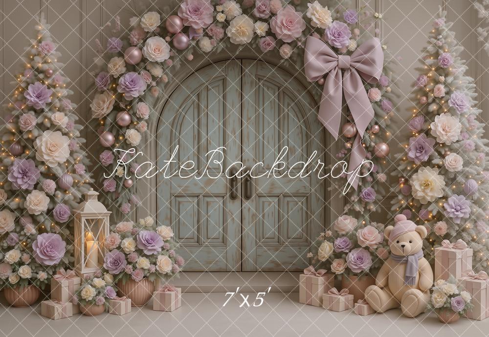 Kate Weihnachten Tür Blumen Pastell Hintergrund Entworfen von Ashley Paul - Kate Backdrop.de
