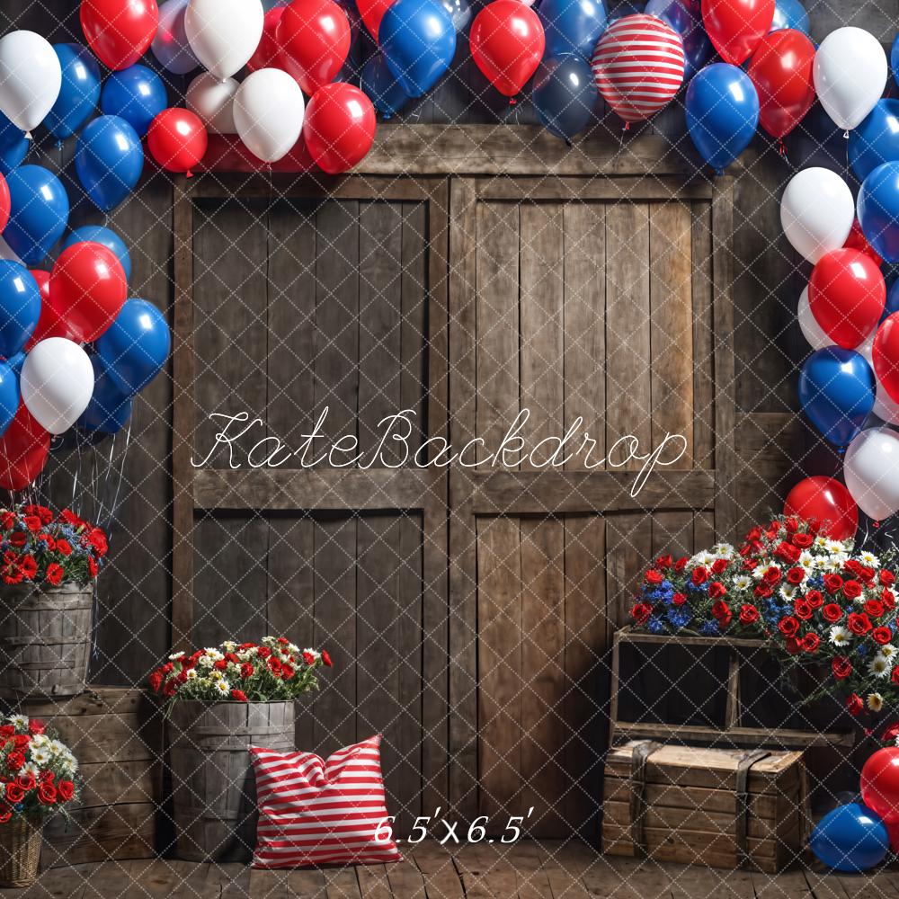 Kate Geburtstag Ballons Blumen Holz Rustikal Hintergrund Entworfen von Emetselch