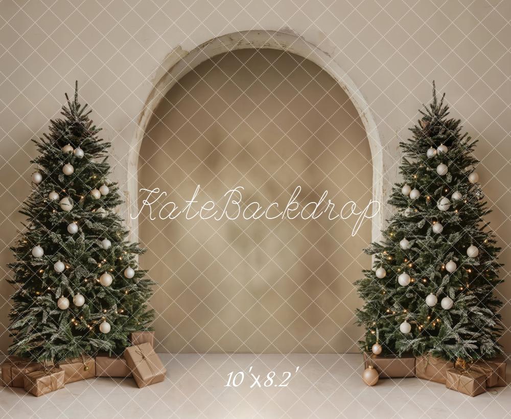 Kate Weihnachten Tannenbäume Bögen Neutral Hintergrund Entworfen von Emetselch - Kate Backdrop.de