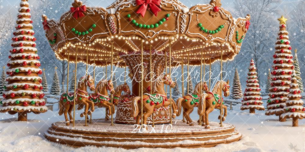 Kate Weihnachten Lebkuchen Karussell Schnee Hintergrund Entworfen von Emetselch