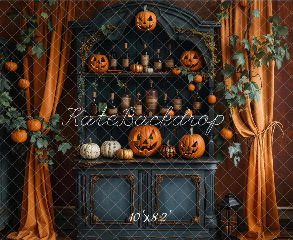 Kate Halloween Kürbisse Regal Orange Hintergrund Entworfen von Emetselch - Kate Backdrop.de