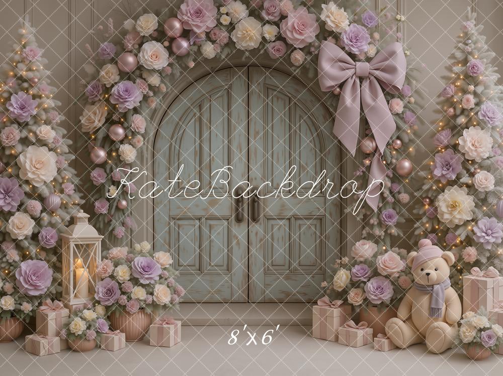 Kate Weihnachten Tür Blumen Pastell Hintergrund Entworfen von Ashley Paul - Kate Backdrop.de