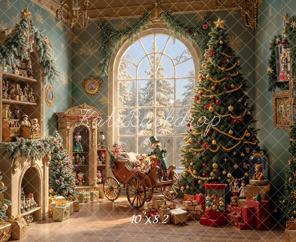 Kate Weihnachten Wohnzimmer Weihnachtsbaum Geschenke Hintergrund Entworfen von Emetselch - Kate Backdrop.de
