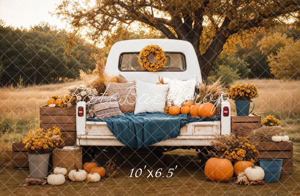 Kate Herbst Pickup Kürbisse Blumen Vintage Hintergrund Entworfen von Emetselch - Kate Backdrop.de