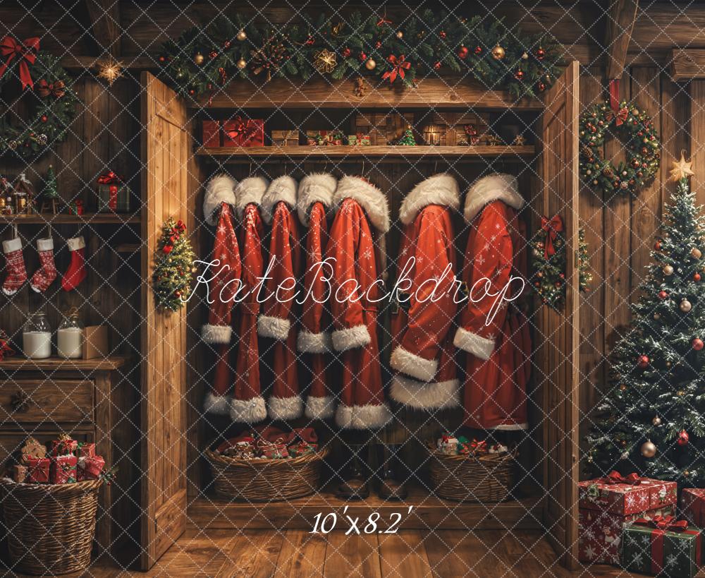 Kate Weihnachten Weihnachtskostüme Schrank Holzhaus Hintergrund Entworfen von Emetselch - Kate Backdrop.de